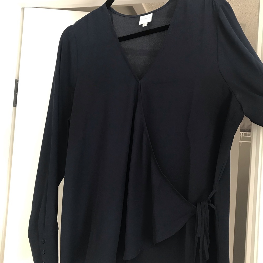 Pleione faux wrap navy long sleeve blouse.  Worn once